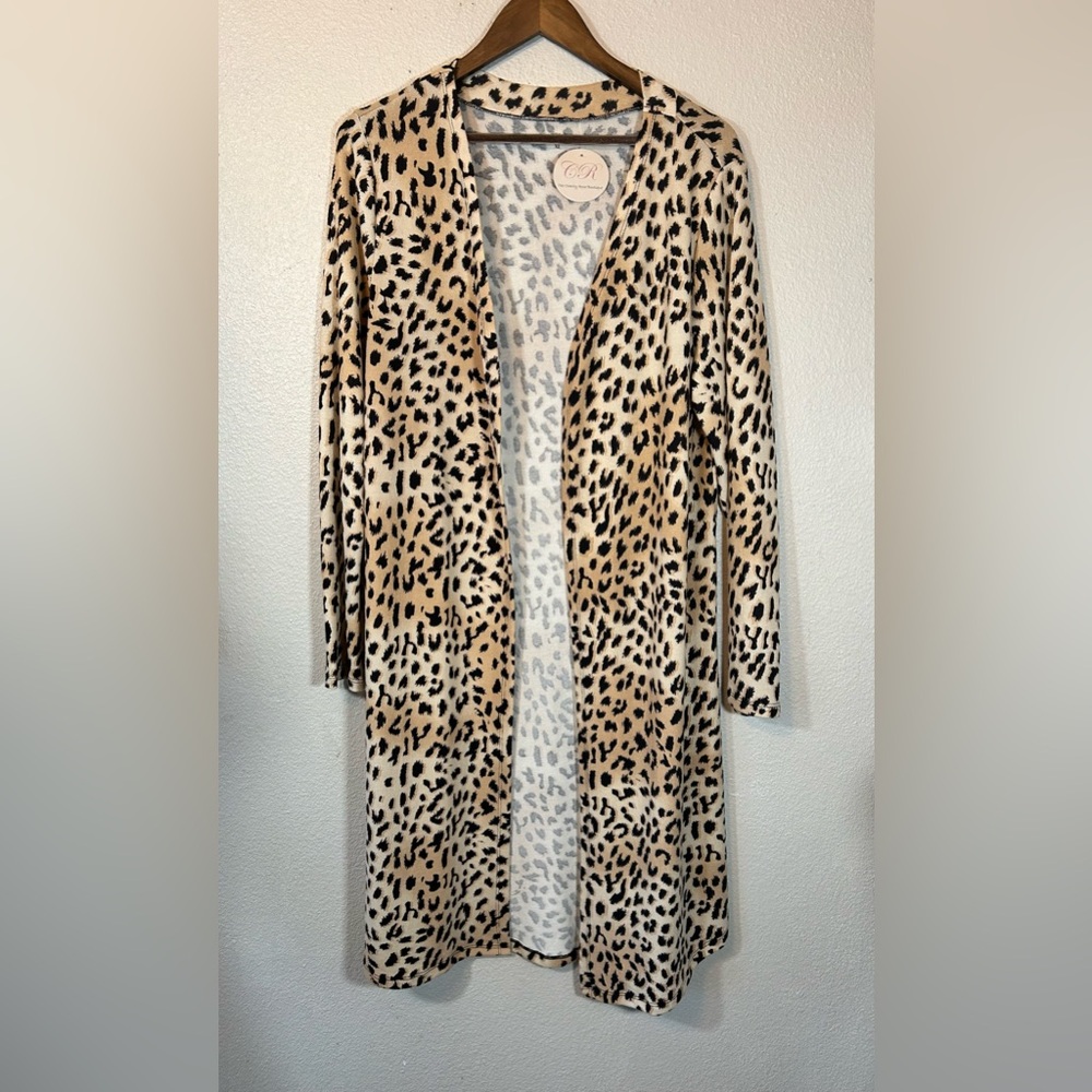 Charity Rose Leopard Long Cardigan NWT  XL